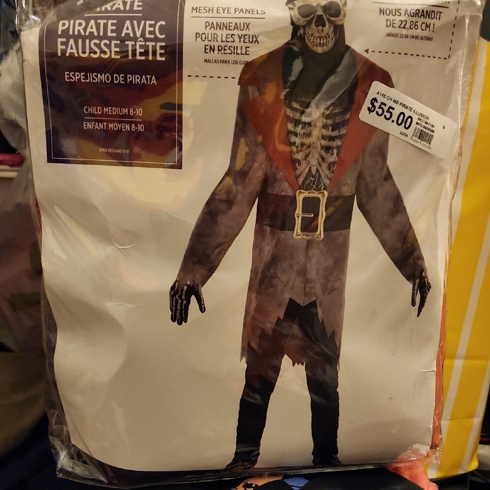 Spooky Pirate Skeleton Costume for Kids - Red and Black - Picture 8 of 8